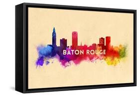 Baton Rouge, Louisiana - Skyline Abstract-Lantern Press-Framed Stretched Canvas