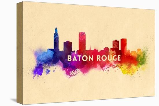 Baton Rouge, Louisiana - Skyline Abstract-Lantern Press-Stretched Canvas