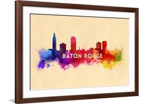 Baton Rouge, Louisiana - Skyline Abstract-Lantern Press-Framed Art Print