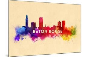 Baton Rouge, Louisiana - Skyline Abstract-Lantern Press-Mounted Art Print