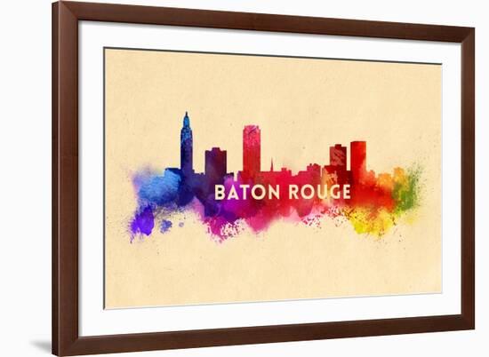 Baton Rouge, Louisiana - Skyline Abstract-Lantern Press-Framed Premium Giclee Print