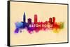 Baton Rouge, Louisiana - Skyline Abstract-Lantern Press-Framed Stretched Canvas