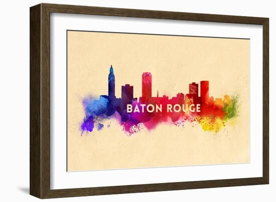 Baton Rouge, Louisiana - Skyline Abstract-Lantern Press-Framed Art Print