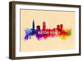 Baton Rouge, Louisiana - Skyline Abstract-Lantern Press-Framed Art Print