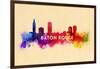 Baton Rouge, Louisiana - Skyline Abstract-Lantern Press-Framed Art Print