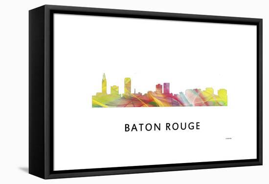 Baton Rouge Louisiana Skyline-Marlene Watson-Framed Stretched Canvas