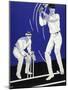 Batsman Plays a Stroke in Front of the Wicketkeeper-Stanley R. Miller-Mounted Art Print