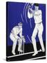 Batsman Plays a Stroke in Front of the Wicketkeeper-Stanley R. Miller-Stretched Canvas