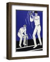 Batsman Plays a Stroke in Front of the Wicketkeeper-Stanley R. Miller-Framed Art Print