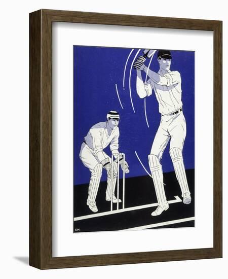 Batsman Plays a Stroke in Front of the Wicketkeeper-Stanley R. Miller-Framed Art Print