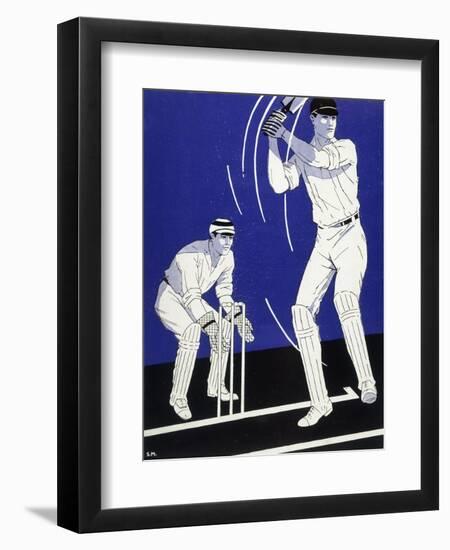 Batsman Plays a Stroke in Front of the Wicketkeeper-Stanley R. Miller-Framed Art Print