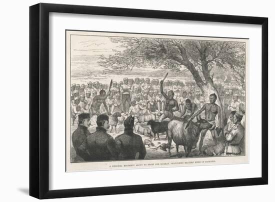 Battalion of Ghurka Soldiers En Route to Burma Offering Sacrifices to Drive Away Cholera-null-Framed Art Print