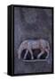 Battered Lead Model of Grazing Horse Lying on Tarnished Metal-Den Reader-Framed Stretched Canvas