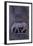 Battered Lead Model of Grazing Horse Lying on Tarnished Metal-Den Reader-Framed Photographic Print