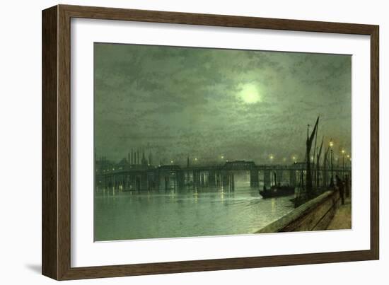 Battersea Bridge by Moonlight-John Atkinson Grimshaw-Framed Giclee Print