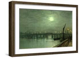 Battersea Bridge by Moonlight-John Atkinson Grimshaw-Framed Giclee Print