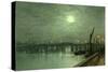 Battersea Bridge by Moonlight-John Atkinson Grimshaw-Stretched Canvas