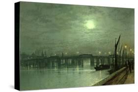 Battersea Bridge by Moonlight-John Atkinson Grimshaw-Stretched Canvas