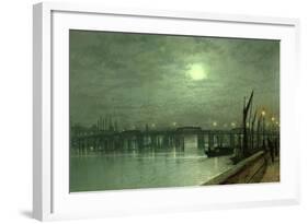 Battersea Bridge by Moonlight-John Atkinson Grimshaw-Framed Giclee Print