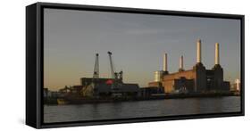 Battersea Power Station at Dawn, with Cranes and Buildings-Richard Bryant-Framed Stretched Canvas