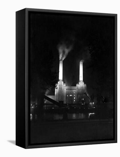 Battersea Power Station Floodlit at Night, 1951-null-Framed Stretched Canvas