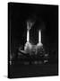 Battersea Power Station Floodlit at Night, 1951-null-Stretched Canvas