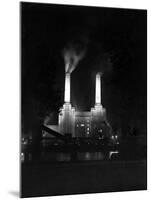 Battersea Power Station Floodlit at Night, 1951-null-Mounted Photographic Print
