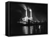 Battersea Power Station Lit up at Night, 1951-null-Framed Stretched Canvas