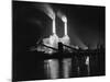 Battersea Power Station Lit up at Night, 1951-null-Mounted Premium Photographic Print