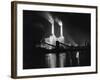 Battersea Power Station Lit up at Night, 1951-null-Framed Photographic Print