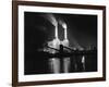 Battersea Power Station Lit up at Night, 1951-null-Framed Photographic Print