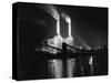 Battersea Power Station Lit up at Night, 1951-null-Stretched Canvas