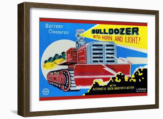 Battery Operated Bulldozer with Horn and Light-null-Framed Art Print