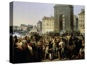 Battle at the Porte Saint-Denis, 28th July 1830-Hippolyte Lecomte-Stretched Canvas