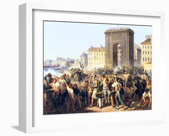 Battle at the Porte St Denis, 28th July, 1830, Paris-Hippolyte Lecomte-Framed Giclee Print