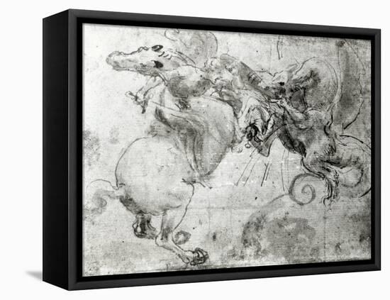 Battle between a Rider and a Dragon, c.1482-Leonardo da Vinci-Framed Stretched Canvas