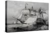 Battle Between American 74-Gun Ship and British Frigate-null-Stretched Canvas