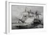 Battle Between American 74-Gun Ship and British Frigate-null-Framed Giclee Print