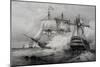 Battle Between American 74-Gun Ship and British Frigate-null-Mounted Giclee Print