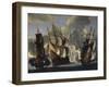 Battle Between British and French Ships in Mediterranean-null-Framed Giclee Print