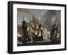 Battle Between British and French Ships in Mediterranean-null-Framed Giclee Print