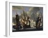 Battle Between British and French Ships in Mediterranean-null-Framed Giclee Print