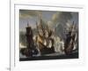 Battle Between British and French Ships in Mediterranean-null-Framed Giclee Print