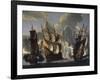 Battle Between British and French Ships in Mediterranean-null-Framed Giclee Print