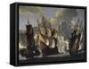 Battle Between British and French Ships in Mediterranean-null-Framed Stretched Canvas