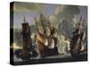 Battle Between British and French Ships in Mediterranean-null-Stretched Canvas