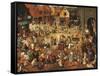 Battle Between Carnival, or Mardi Gras, and Lent-Pieter Bruegel the Elder-Framed Stretched Canvas