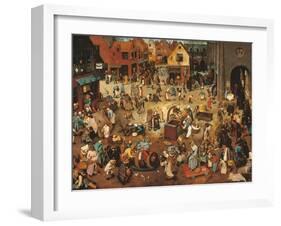 Battle Between Carnival, or Mardi Gras, and Lent-Pieter Bruegel the Elder-Framed Art Print