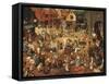 Battle Between Carnival, or Mardi Gras, and Lent-Pieter Bruegel the Elder-Framed Stretched Canvas