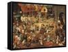 Battle Between Carnival, or Mardi Gras, and Lent-Pieter Bruegel the Elder-Framed Stretched Canvas